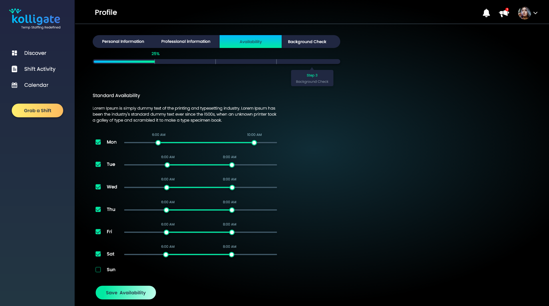 Job Seeker's profile